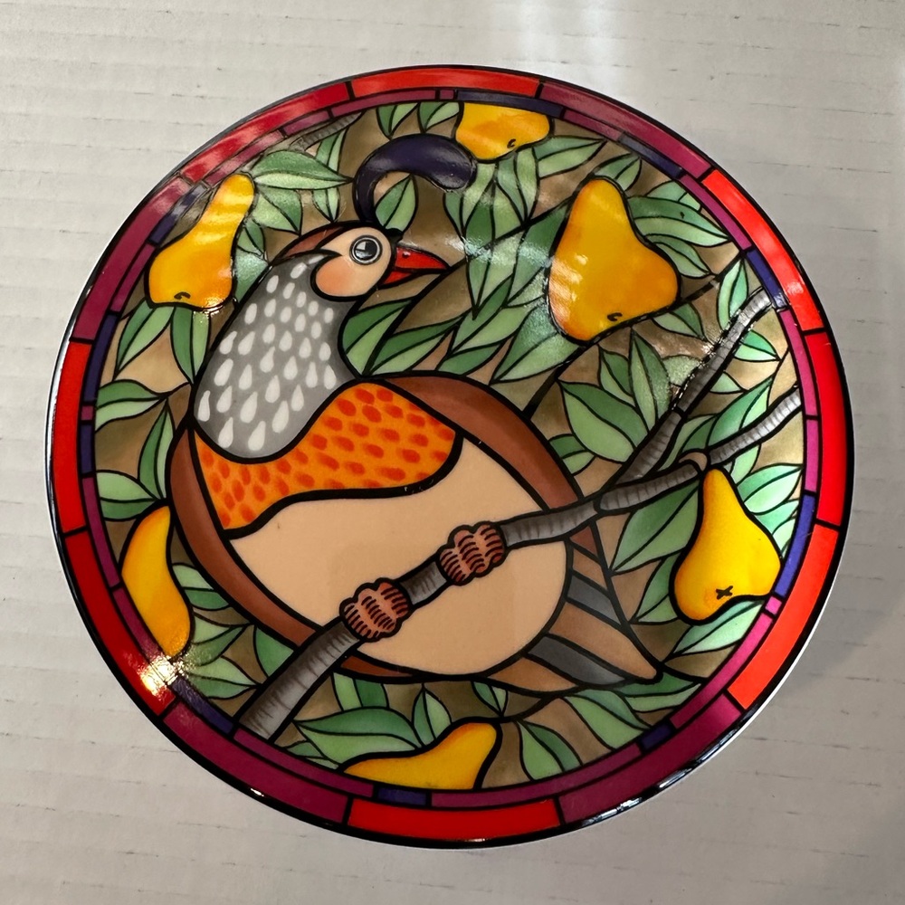 Christmas Mikasa Pear Tree Porcelain trinket box designed by Dan Scannell